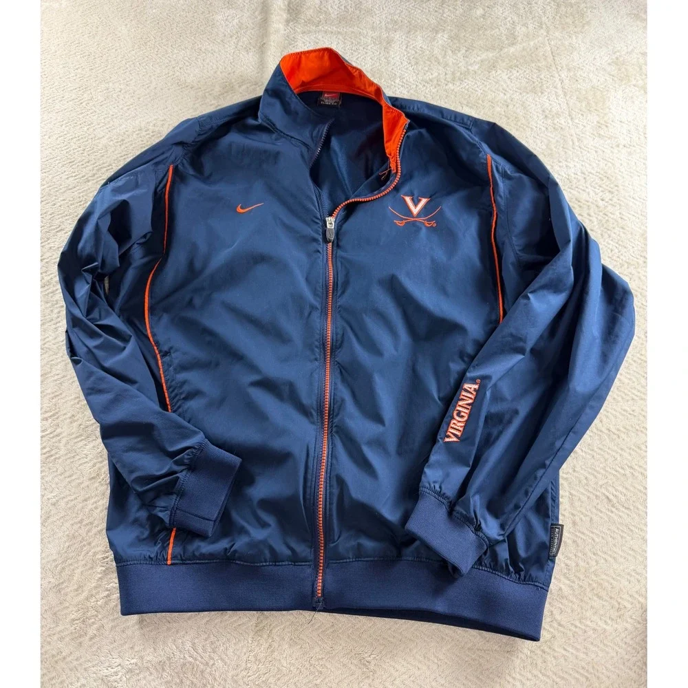 Nike Team UVA Virginia Cavaliers Clima-FIT Windbreaker Jacket Navy Orange Mens M